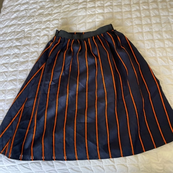 FRNCH Navy Orange stripe Aline skirt - Picture 6 of 11